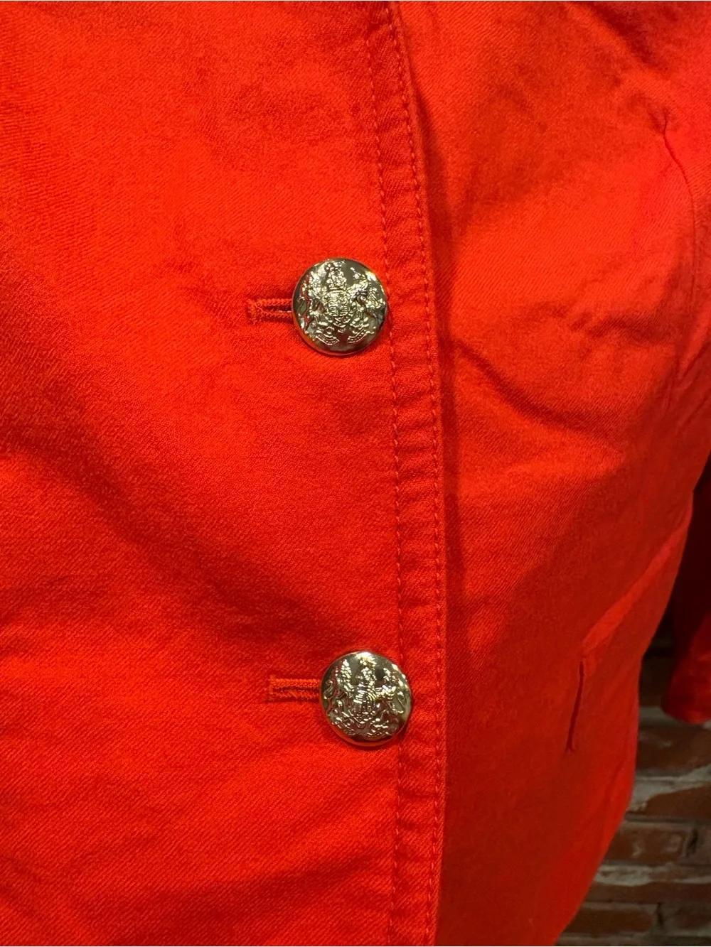 J. Crew Schoolboy Red Orange 100% Wool Crest Button Classic Fitted Blazer Size 8